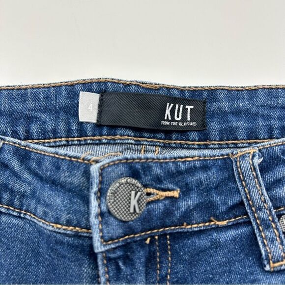 KUT From The Kloth Catherine Ankle Straight Leg Jewel Distressed Jean Size 4 - Picture 5 of 11